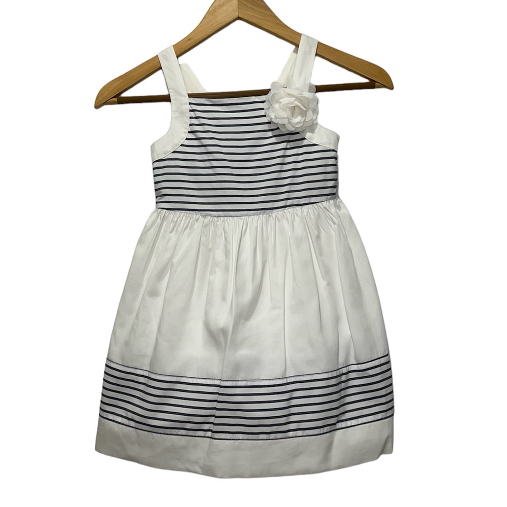 Janie & Jack Dress Striped Blossom White & Blue Dress Size 3